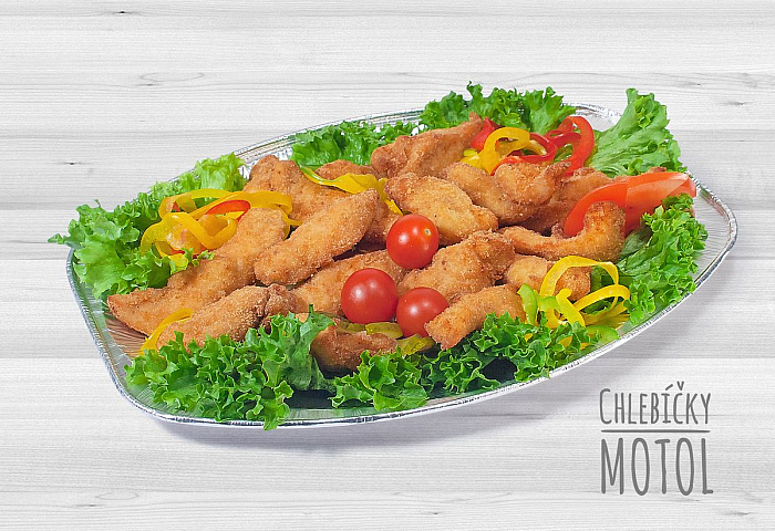 Mísa plná kuřecích stripsů cena za 1.000g