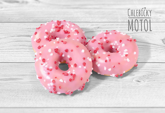 Mini Donut barevný jahoda 22g